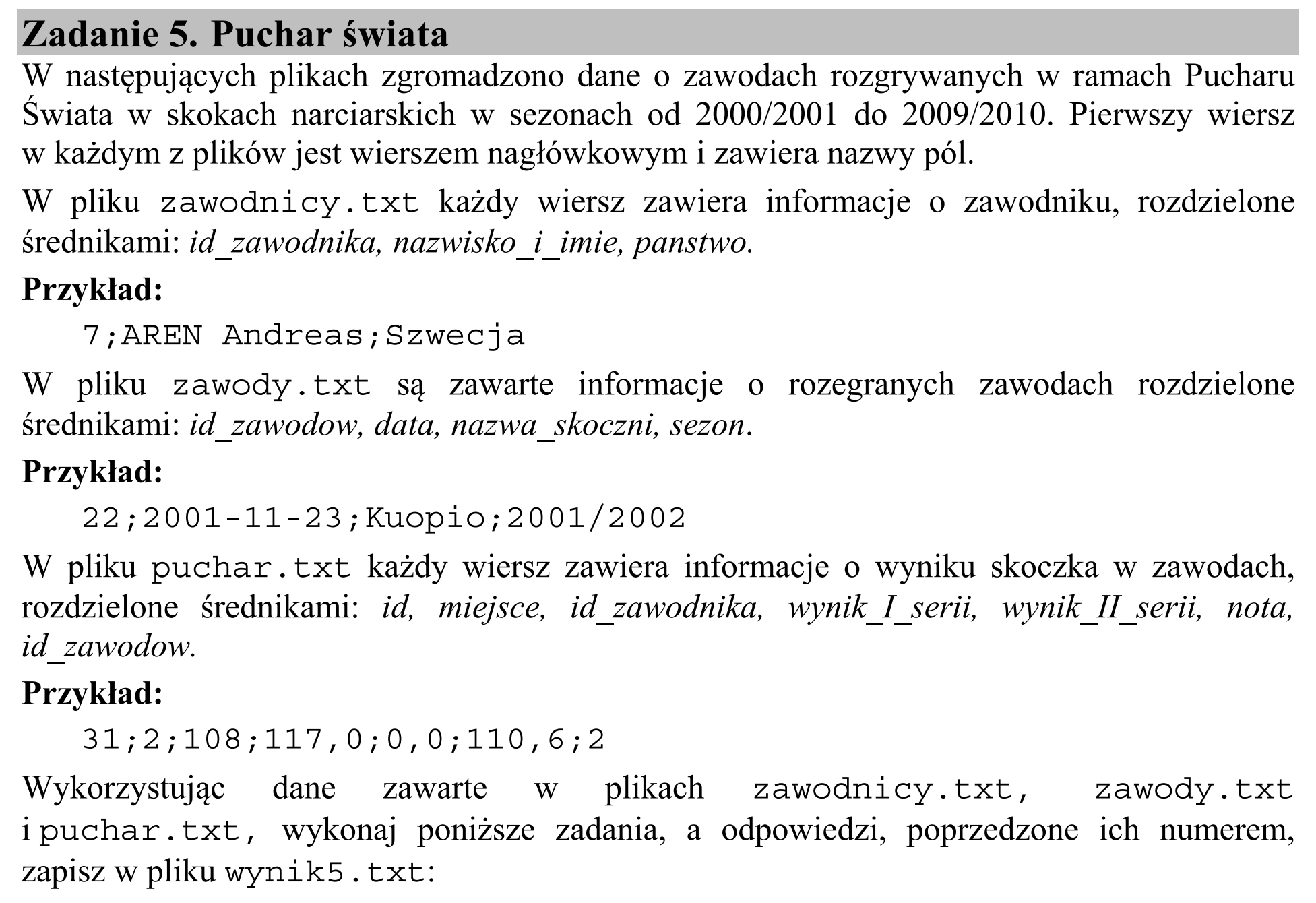 Matura, maj 2015, wstęp zadania 5