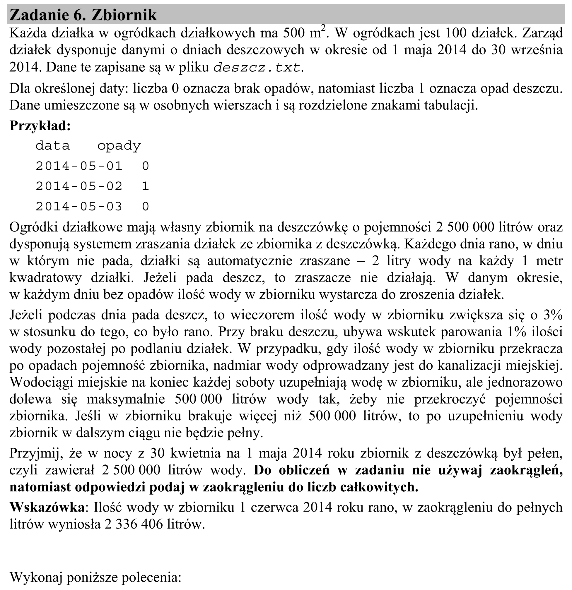 Matura, maj 2015, wstęp zadania 6