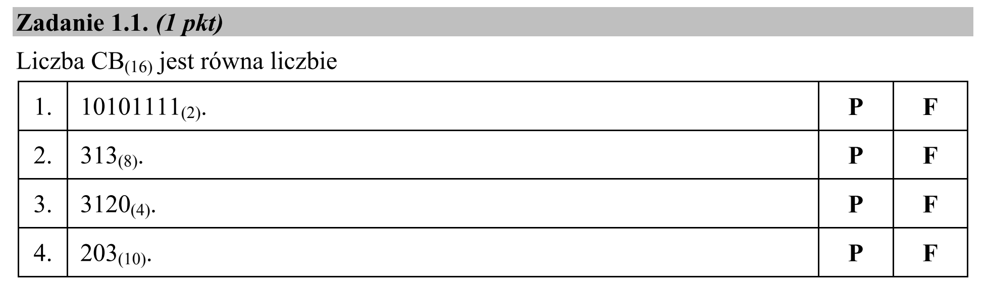 Matura, maj 2016, zadanie 1.1