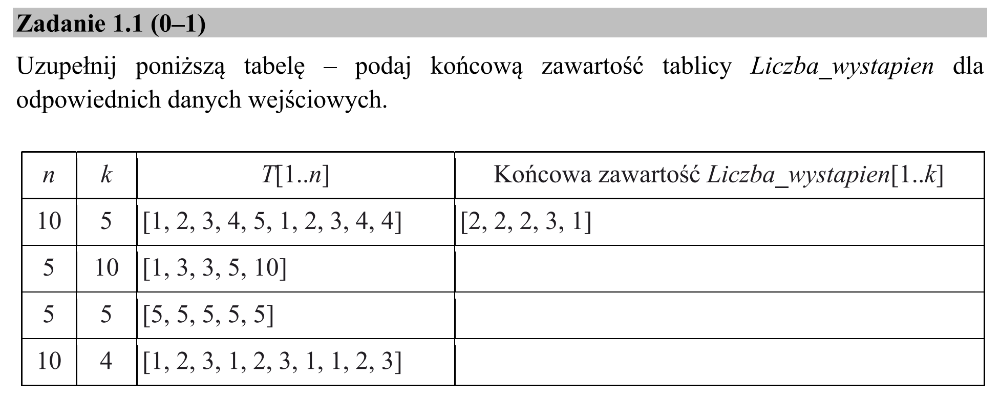 Matura, maj 2017, zadanie 1.1