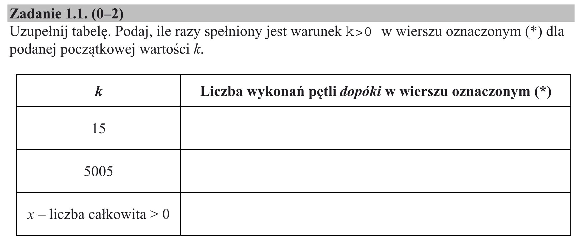 Matura, maj 2018, zadanie 1.1