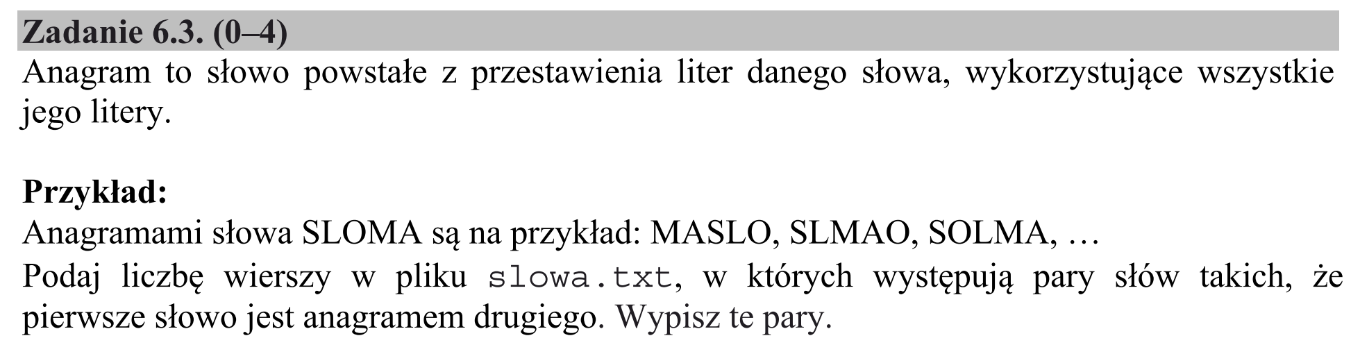 Matura, maj 2018, zadanie 6.3