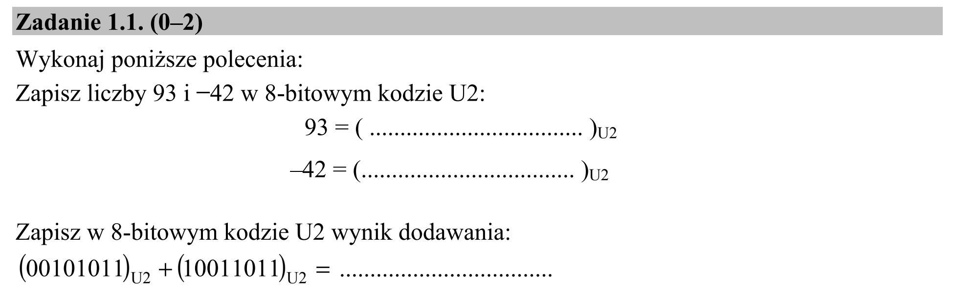 Matura dodatkowa, czerwiec 2015, zadanie 1.1