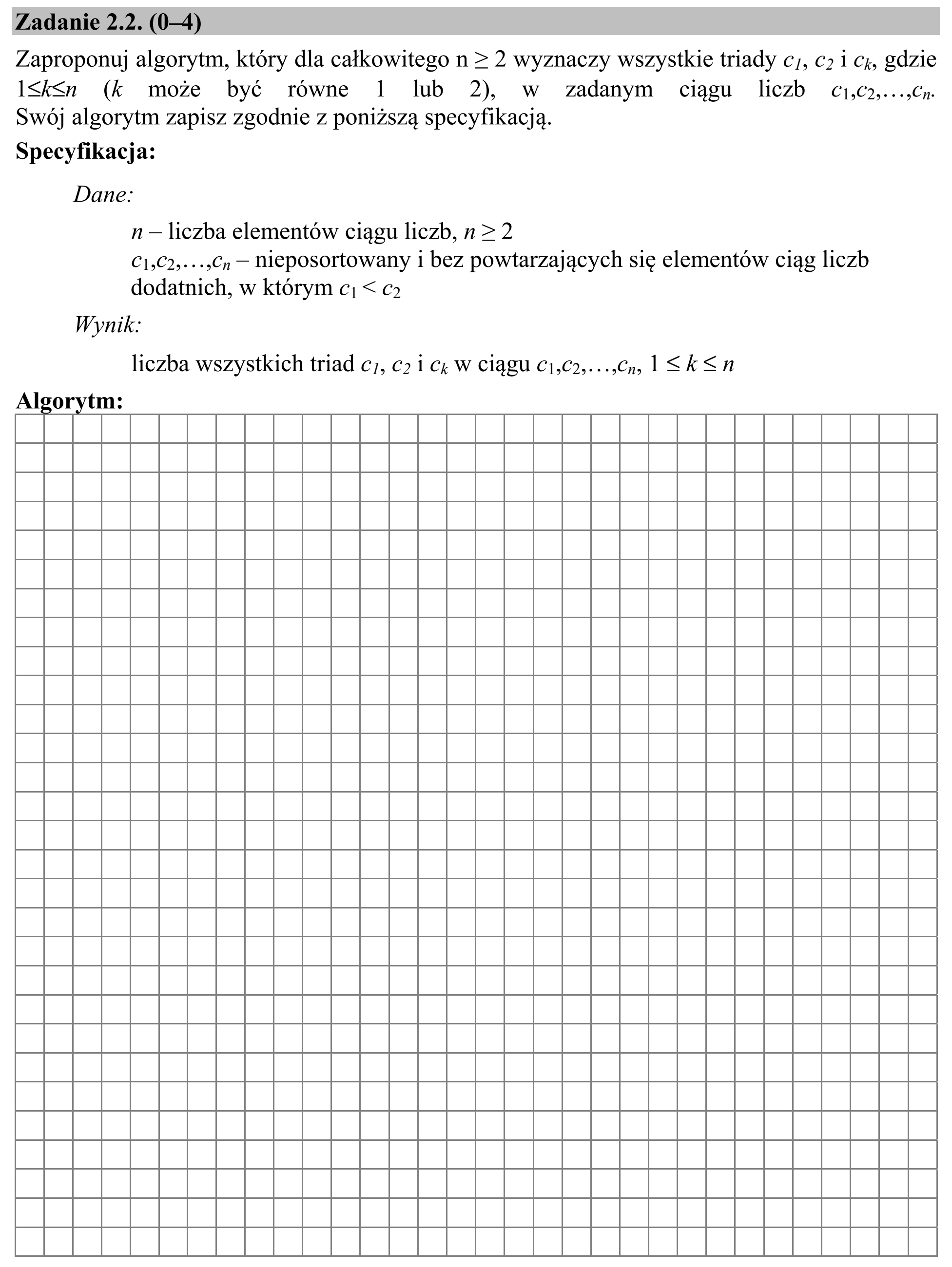 Matura dodatkowa, czerwiec 2015, zadanie 2.2
