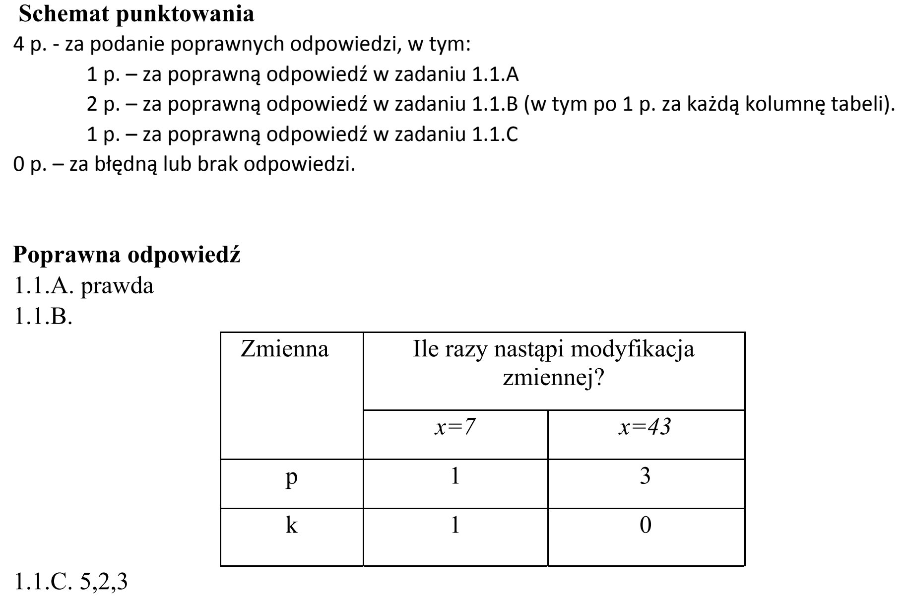 Matura dodatkowa, czerwiec 2018, odpowiedź do zadania 1.1