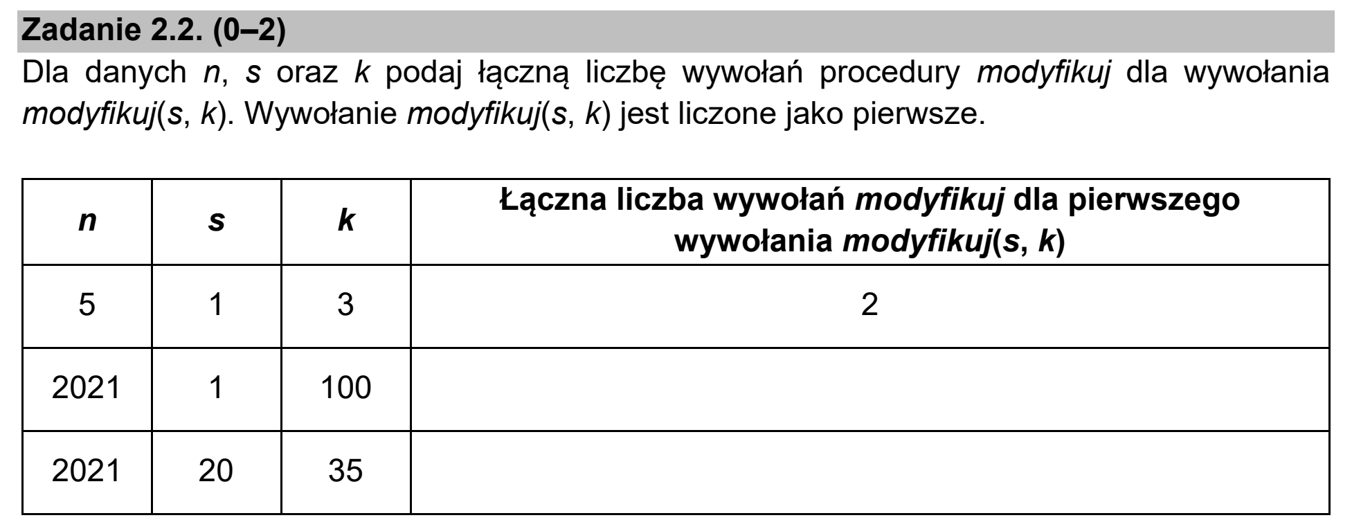 Matura dodatkowa, czerwiec 2021, zadanie 2.2
