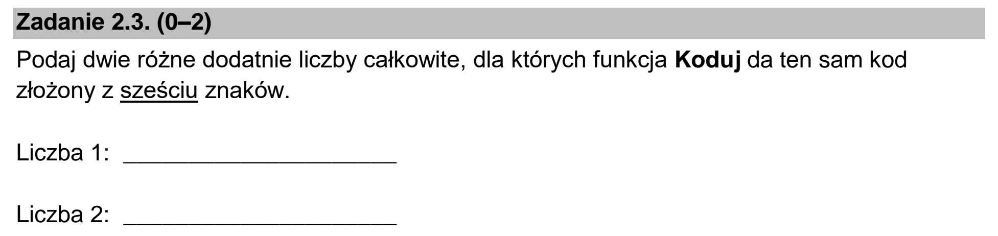 Matura dodatkowa, czerwiec 2022, zadanie 2.3