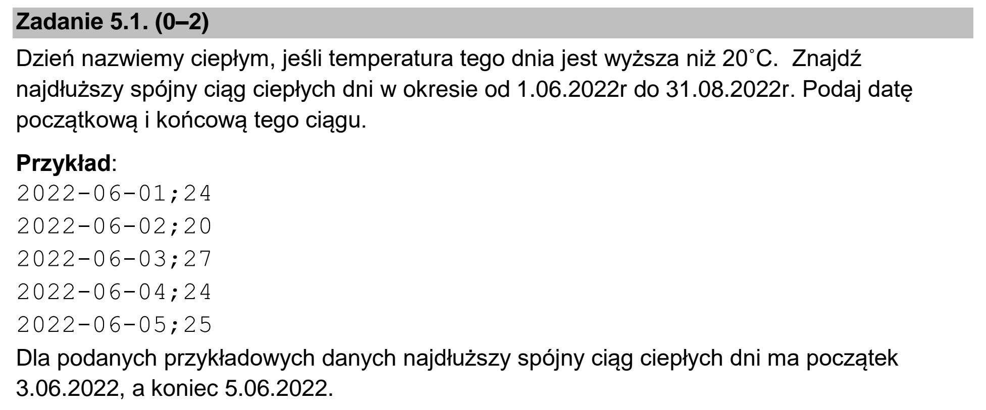 Matura dodatkowa, czerwiec 2022, zadanie 5.1