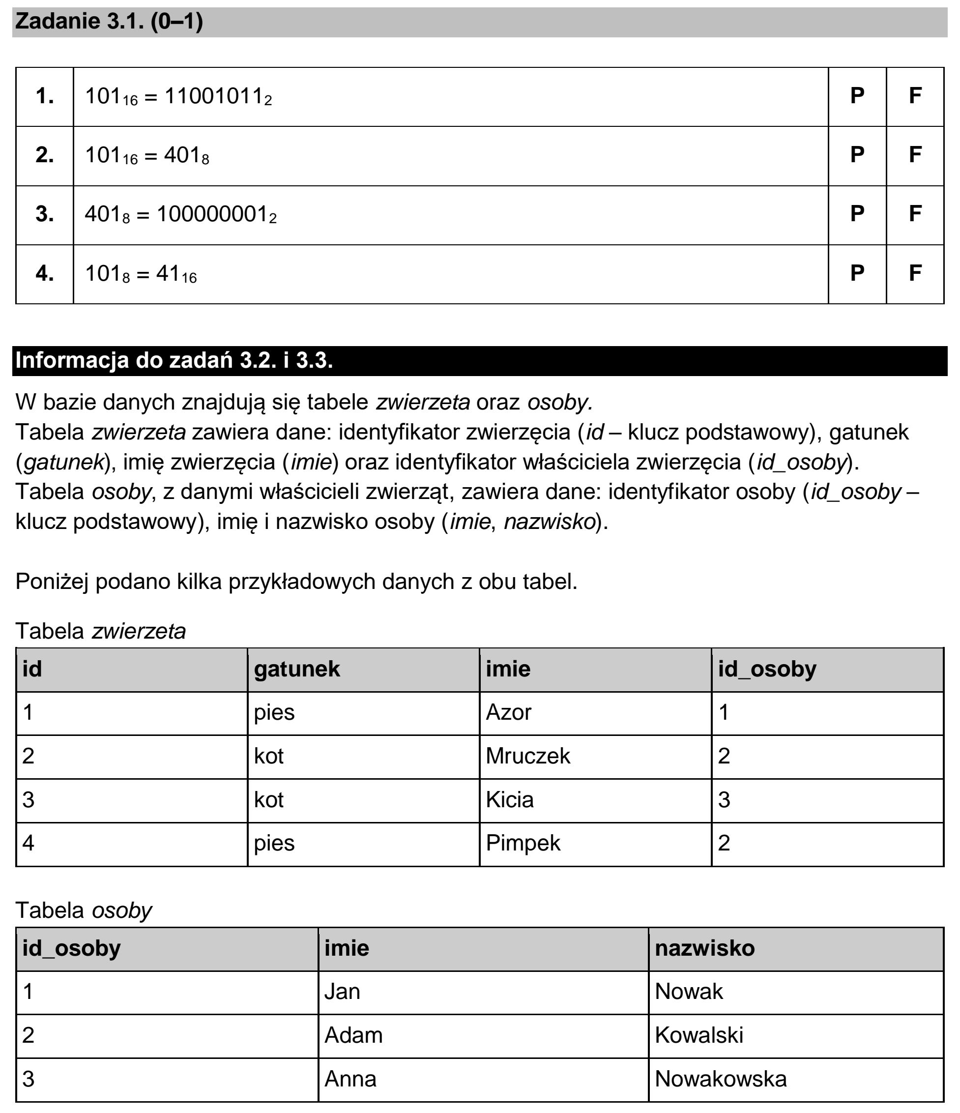 Matura dodatkowa, czerwiec 2023, zadanie 3.1
