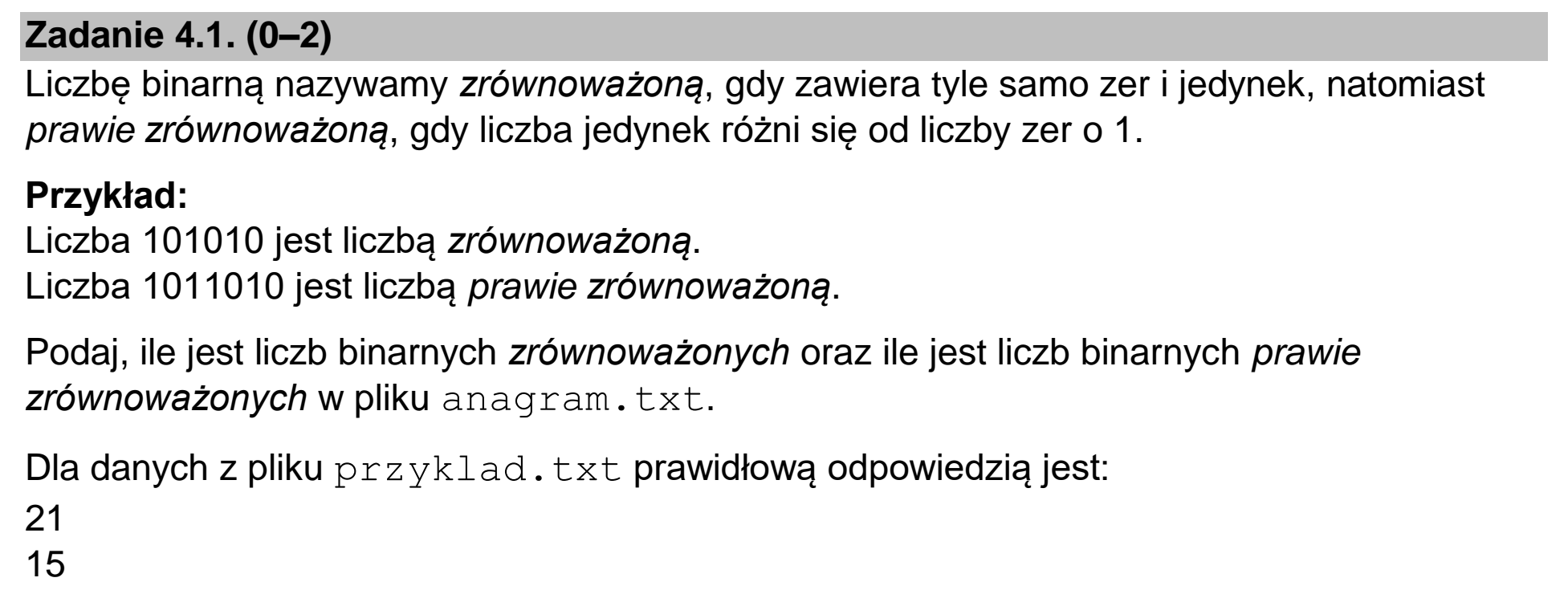 Matura dodatkowa, czerwiec 2023, zadanie 4.1