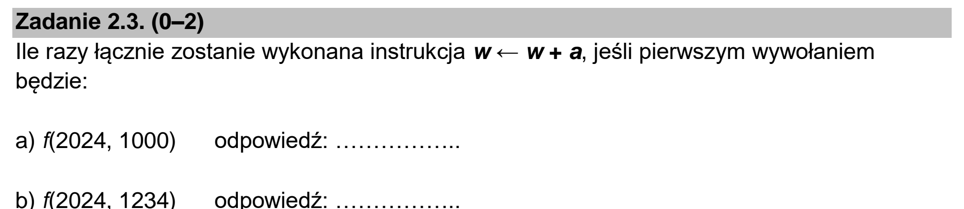 Matura dodatkowa, czerwiec 2025, zadanie 2.3