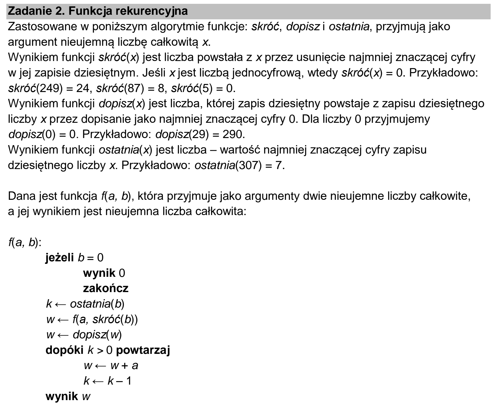 Matura dodatkowa, czerwiec 2025, wstęp zadania 2