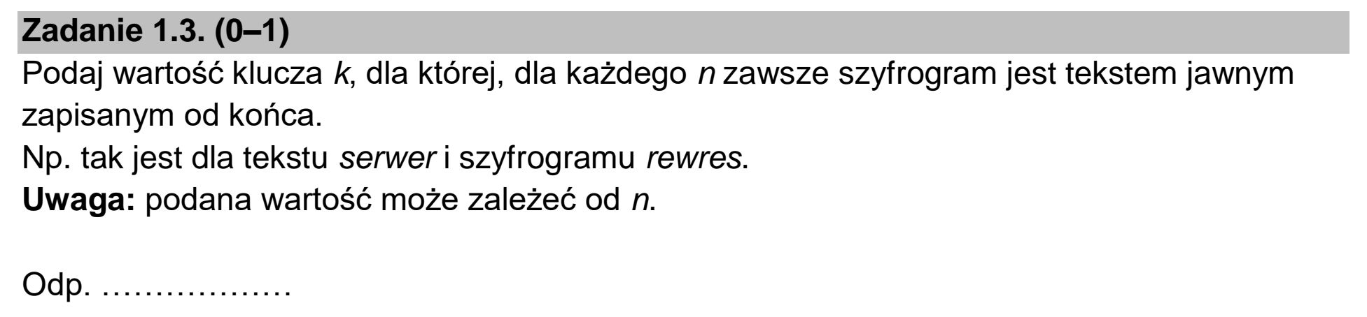 Matura dodatkowa, czerwiec 2026, zadanie 1.3