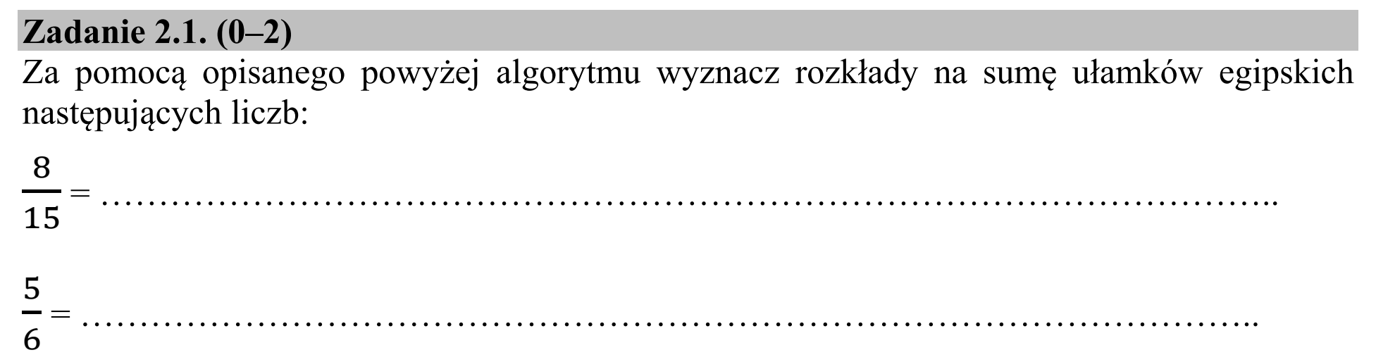 Matura dodatkowa, lipiec 2020, zadanie 2.1