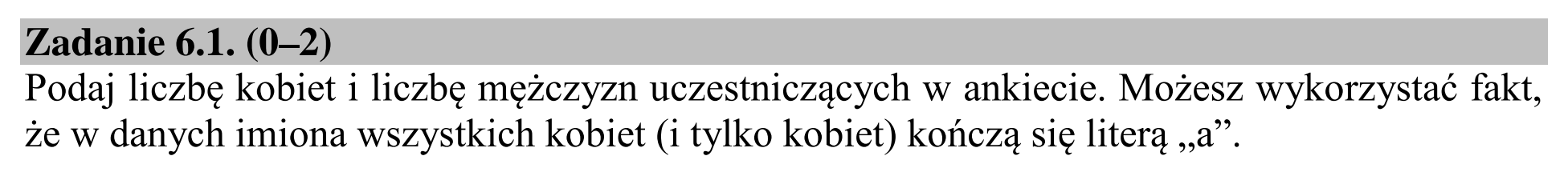 Matura dodatkowa, lipiec 2020, zadanie 6.1