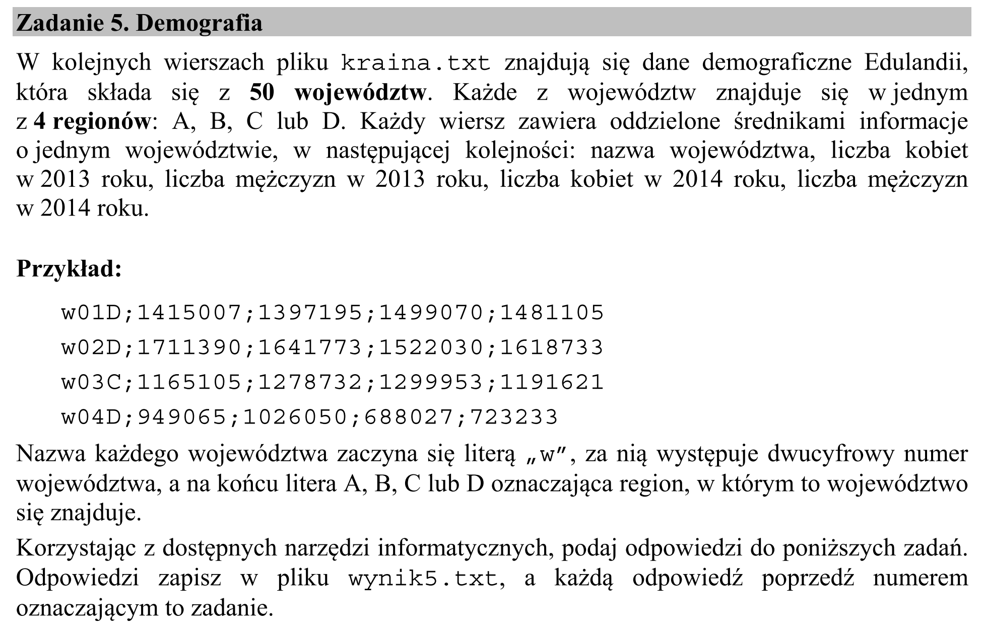 Matura, maj 2015, wstęp zadania 5