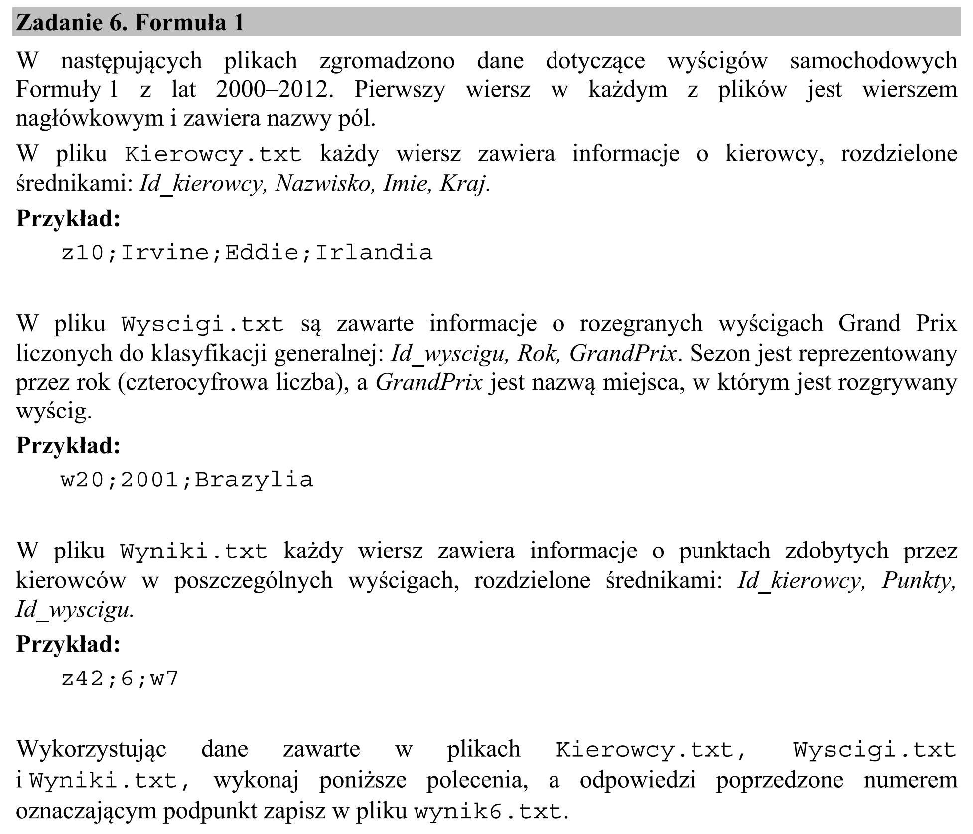 Matura, maj 2015, wstęp zadania 6