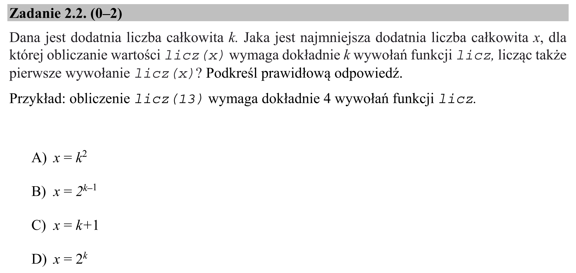 Matura, maj 2017, zadanie 2.2