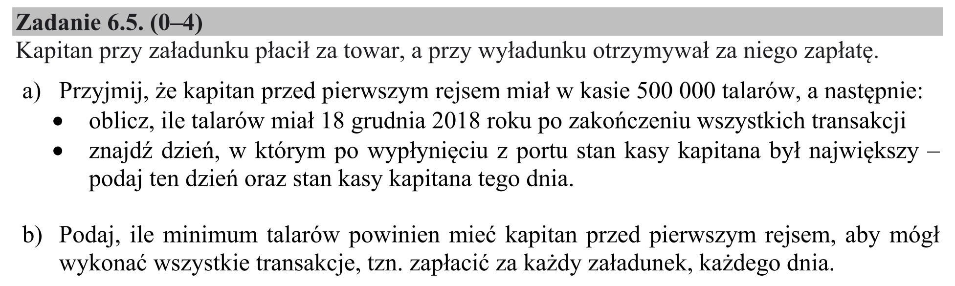 Matura, maj 2020, zadanie 6.5