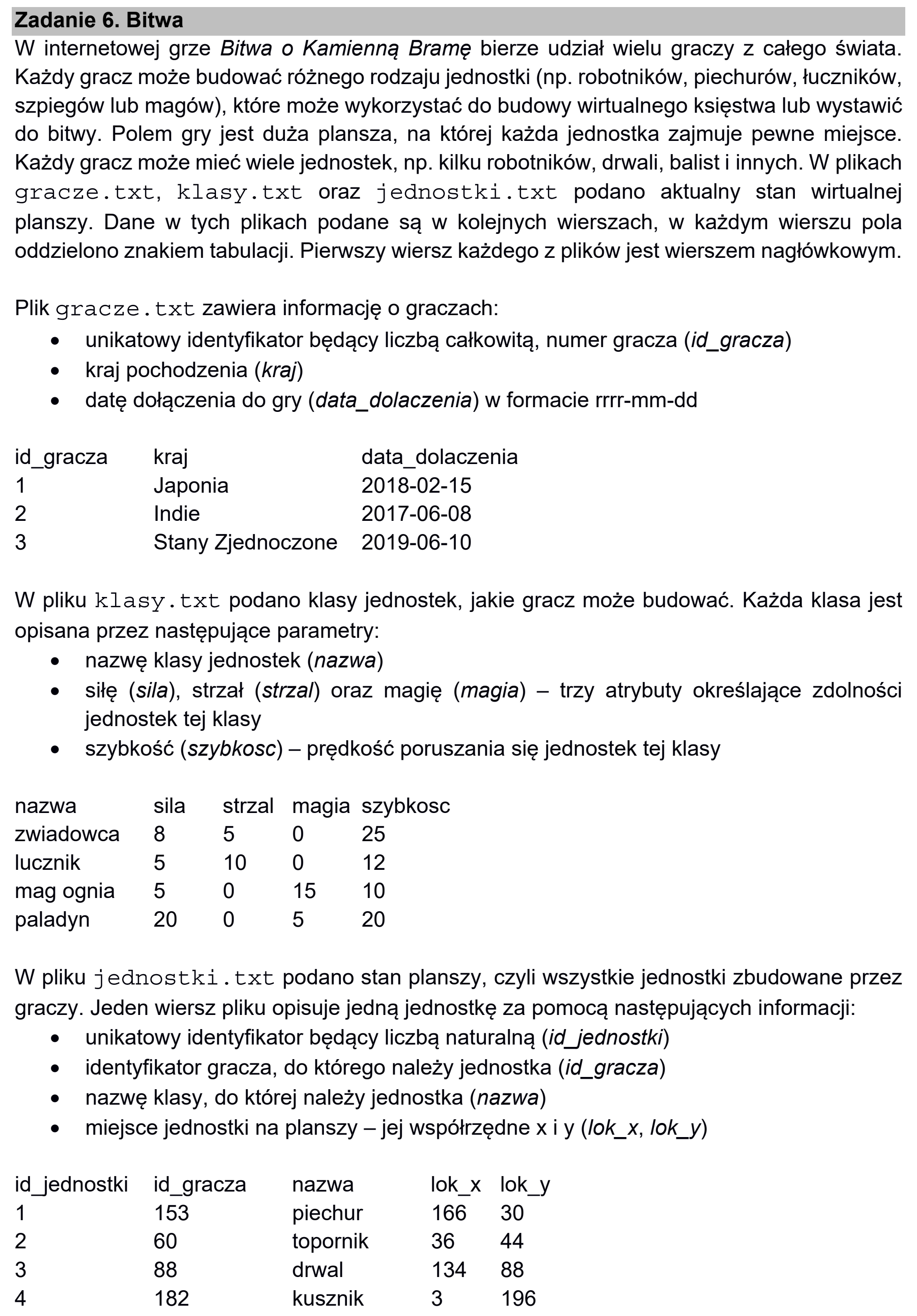 Matura, maj 2021, wstęp zadania 6, fragment 1