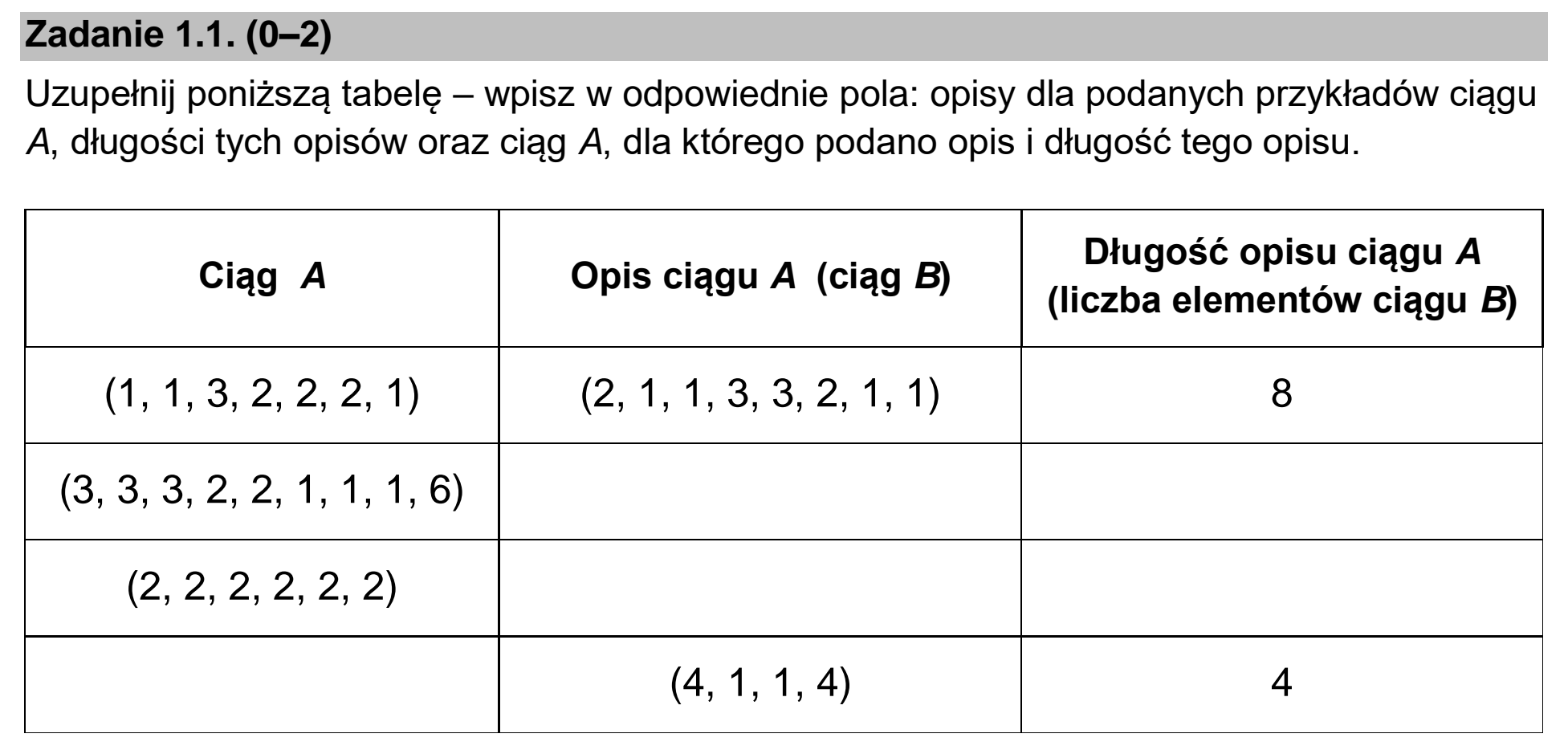 Matura, maj 2023, zadanie 1.1