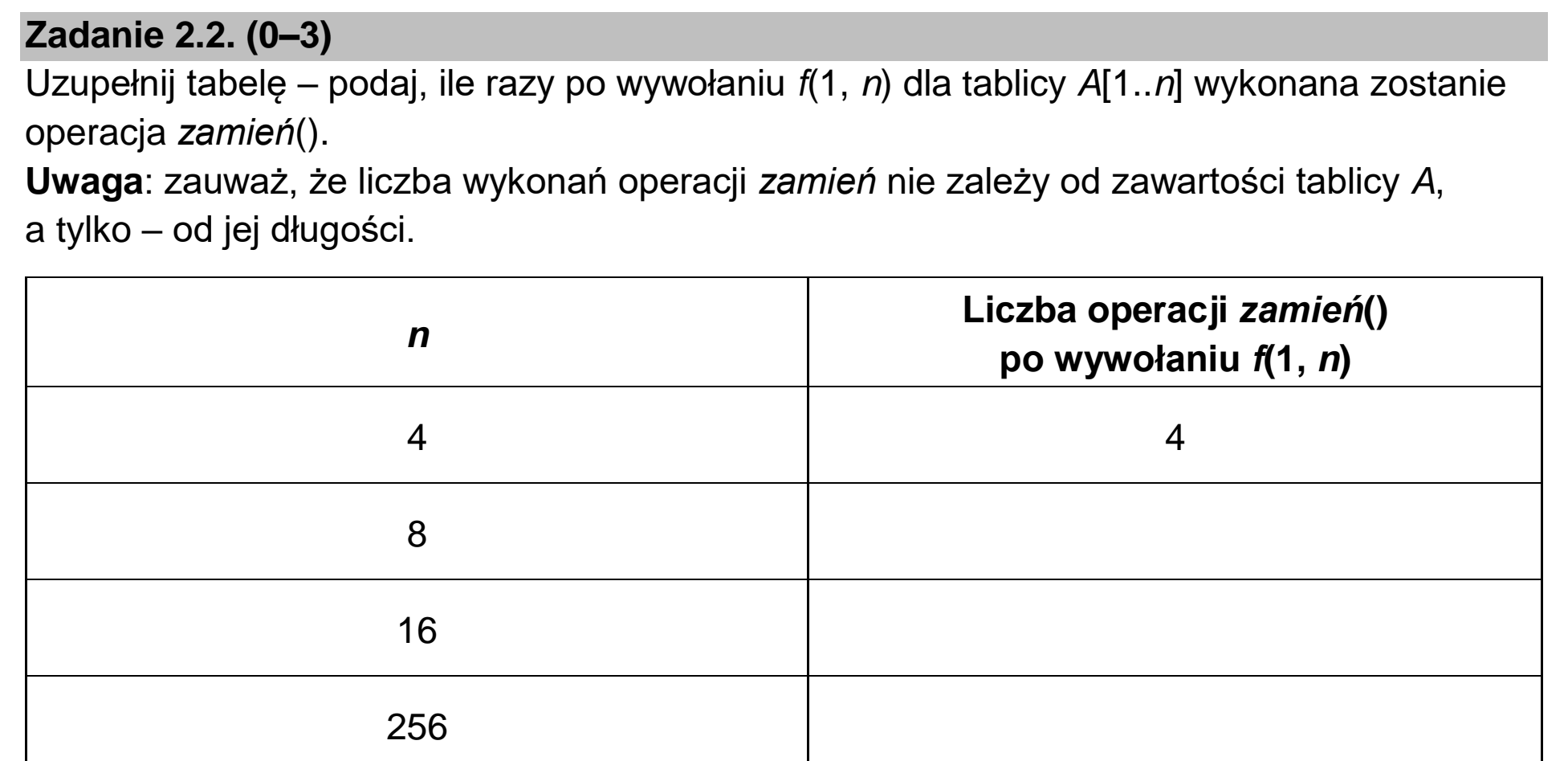 Matura, maj 2023, zadanie 2.2