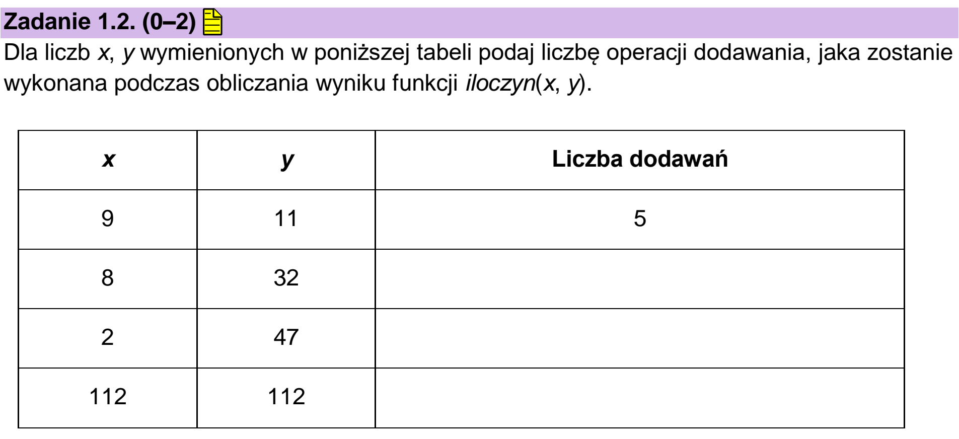 Matura dodatkowa, czerwiec 2023, zadanie 1.2