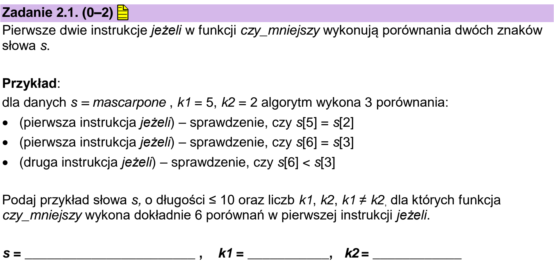 Matura dodatkowa, czerwiec 2023, zadanie 2.1