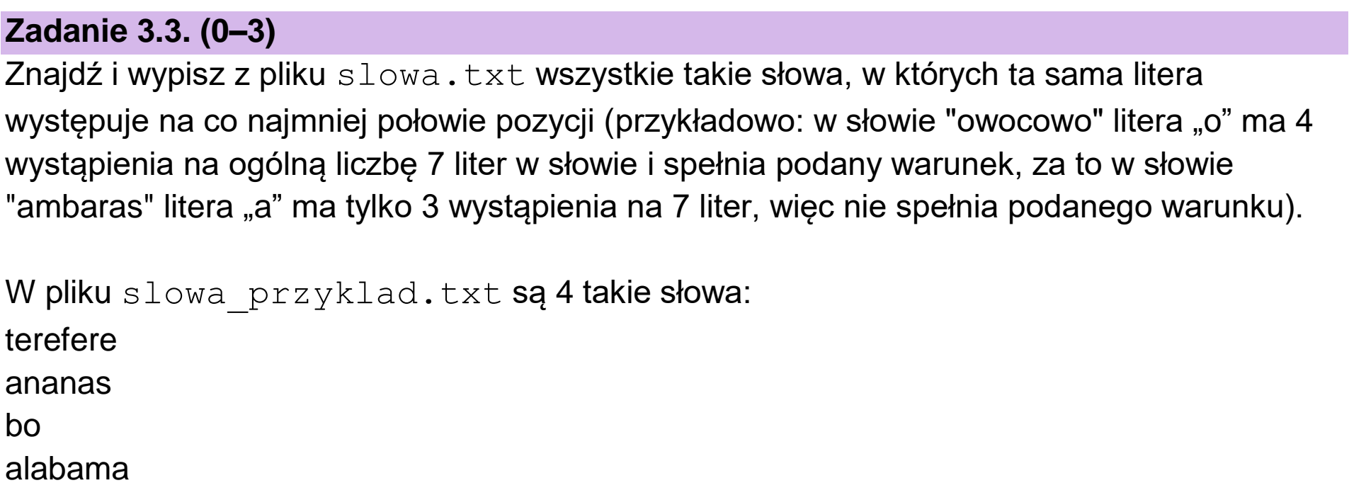 Matura dodatkowa, czerwiec 2024, zadanie 3.3