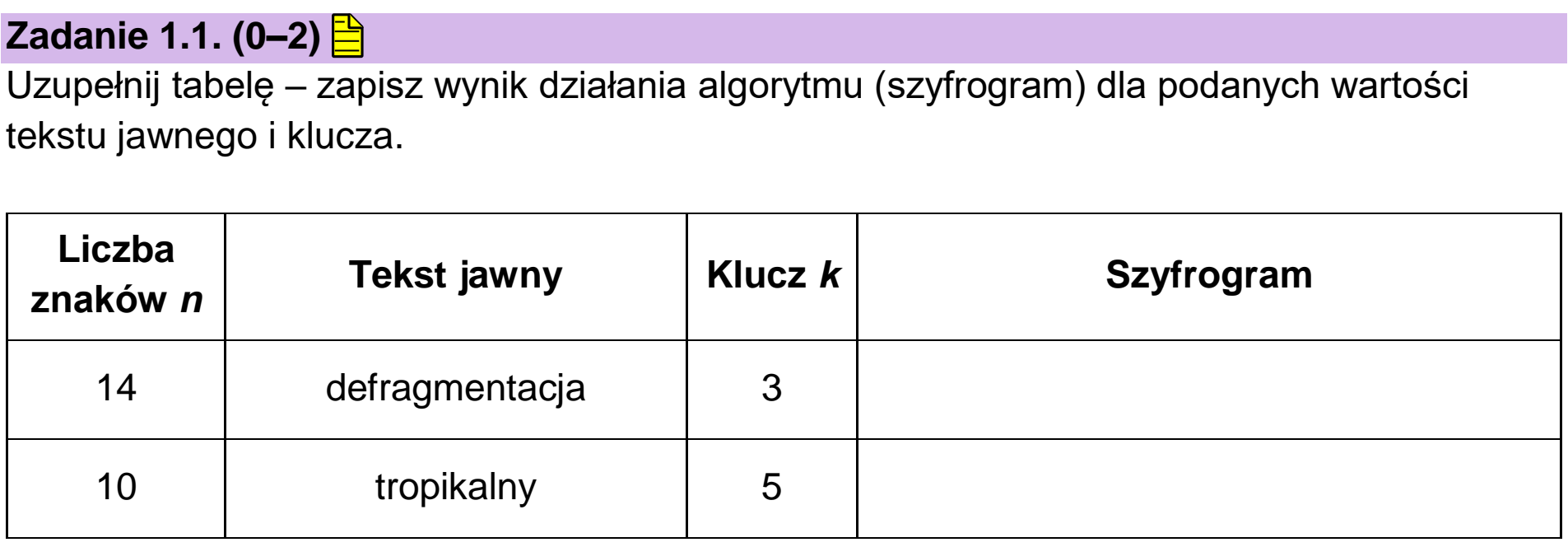 Matura dodatkowa, czerwiec 2026, zadanie 1.1