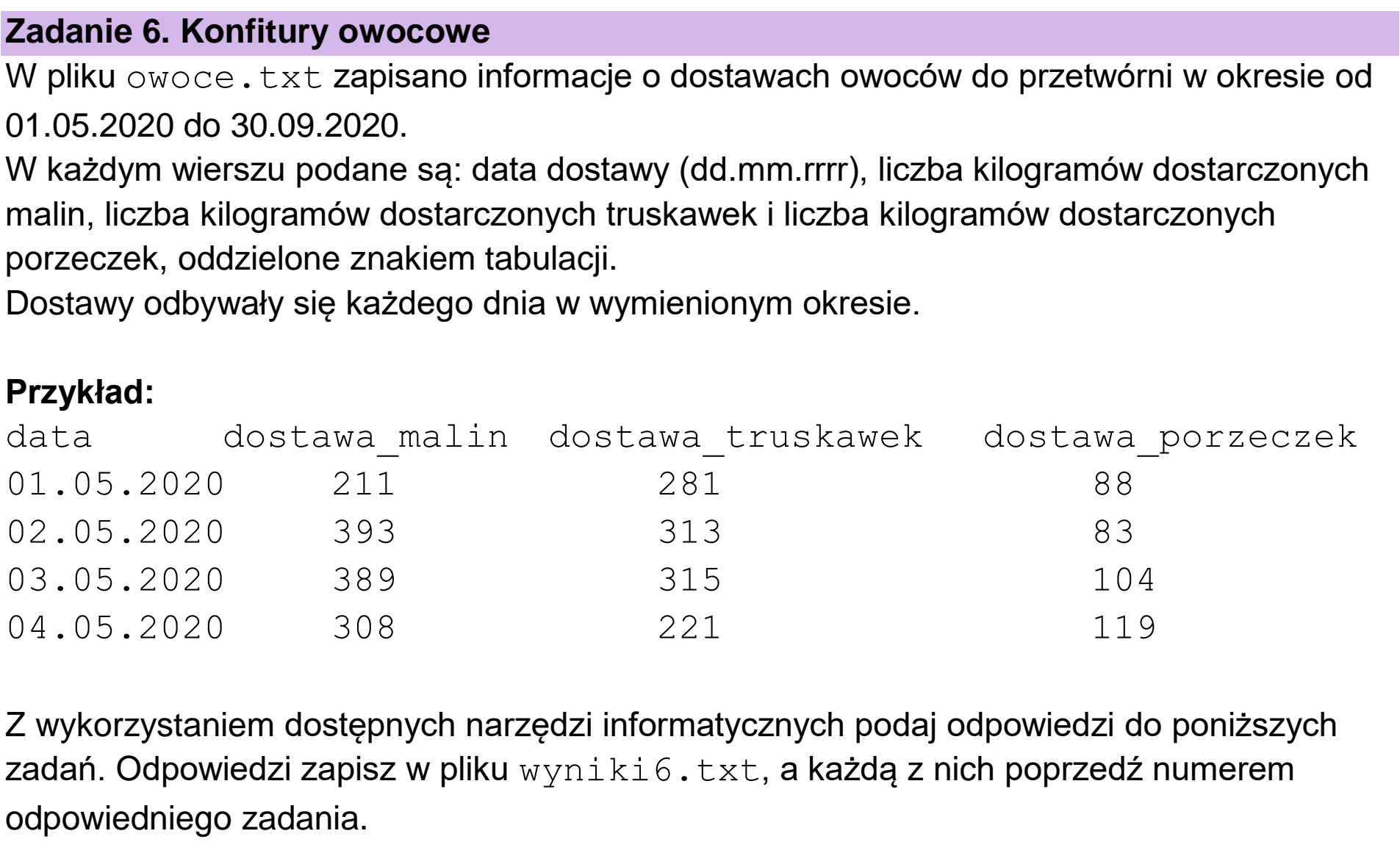 Matura, maj 2023, wstęp zadania 6
