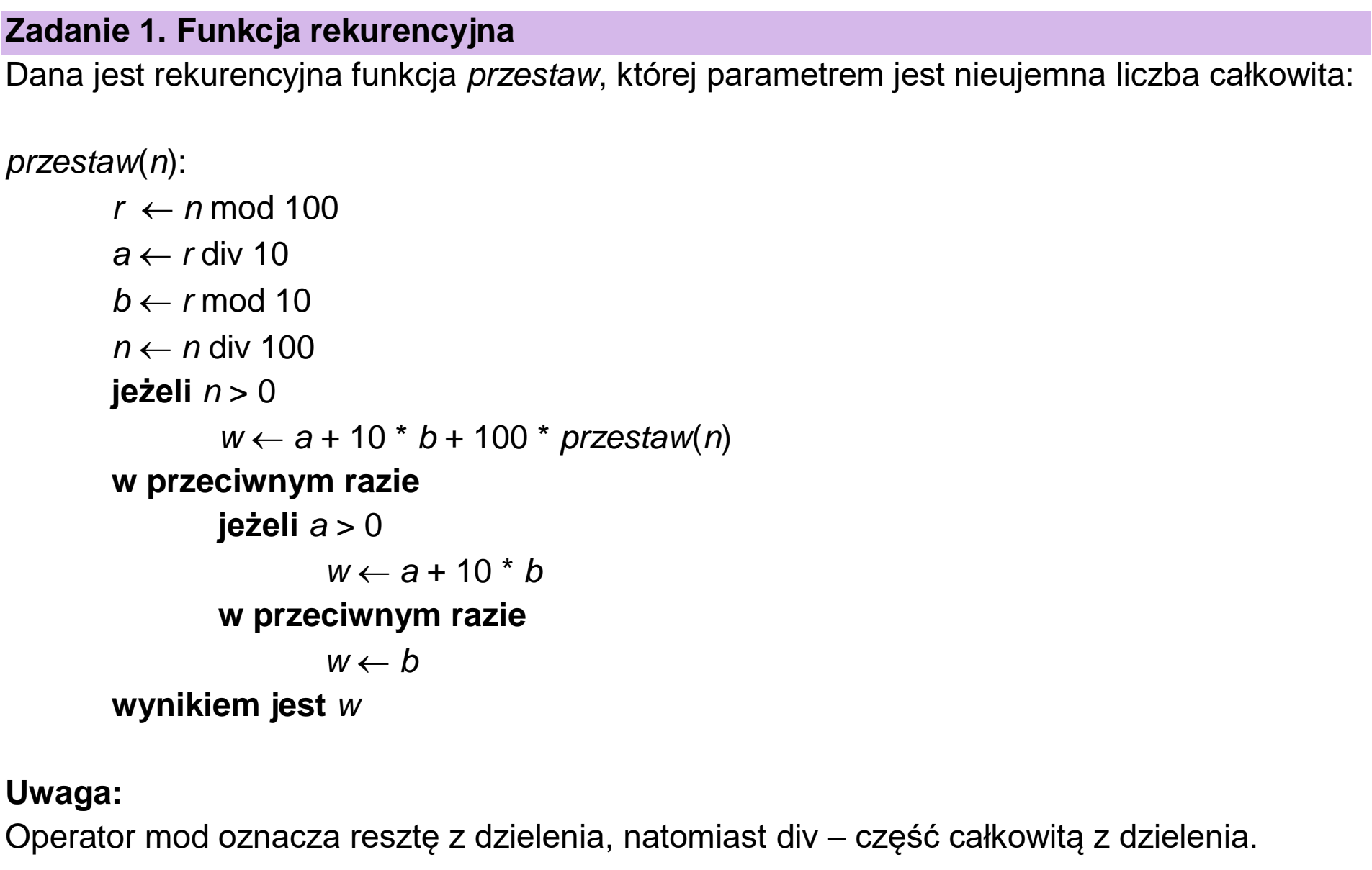 Matura, maj 2025, wstęp zadania 1
