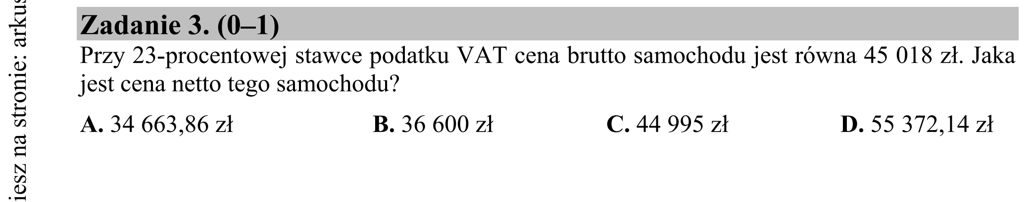 Matura dodatkowa, czerwiec 2015, podgląd zadania 3