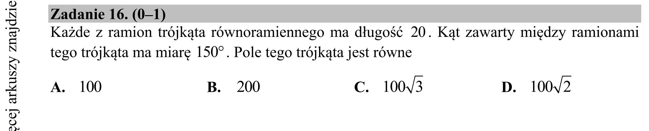 Matura dodatkowa, czerwiec 2016, podgląd zadania 16