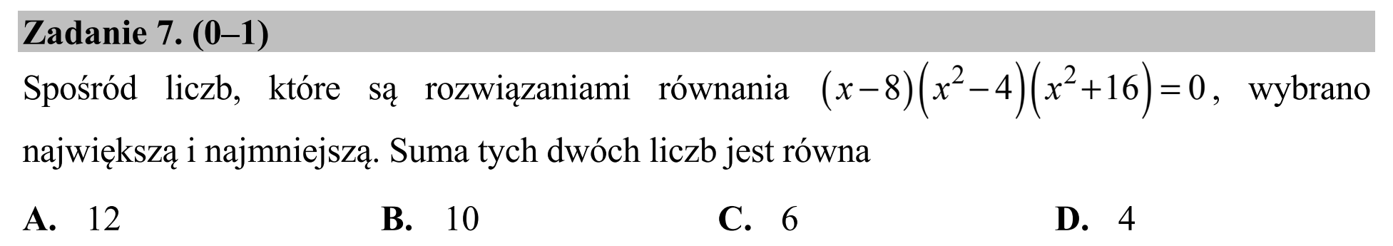 Matura dodatkowa, czerwiec 2016, podgląd zadania 7