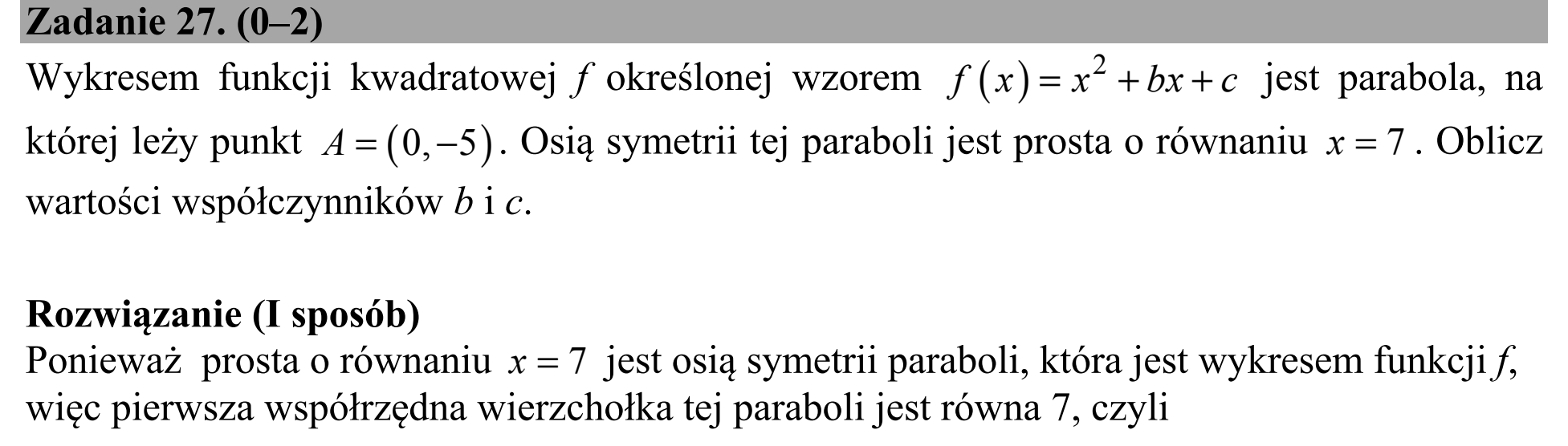 Matura dodatkowa, czerwiec 2018, odpowiedź do zadania 27, fragment 1
