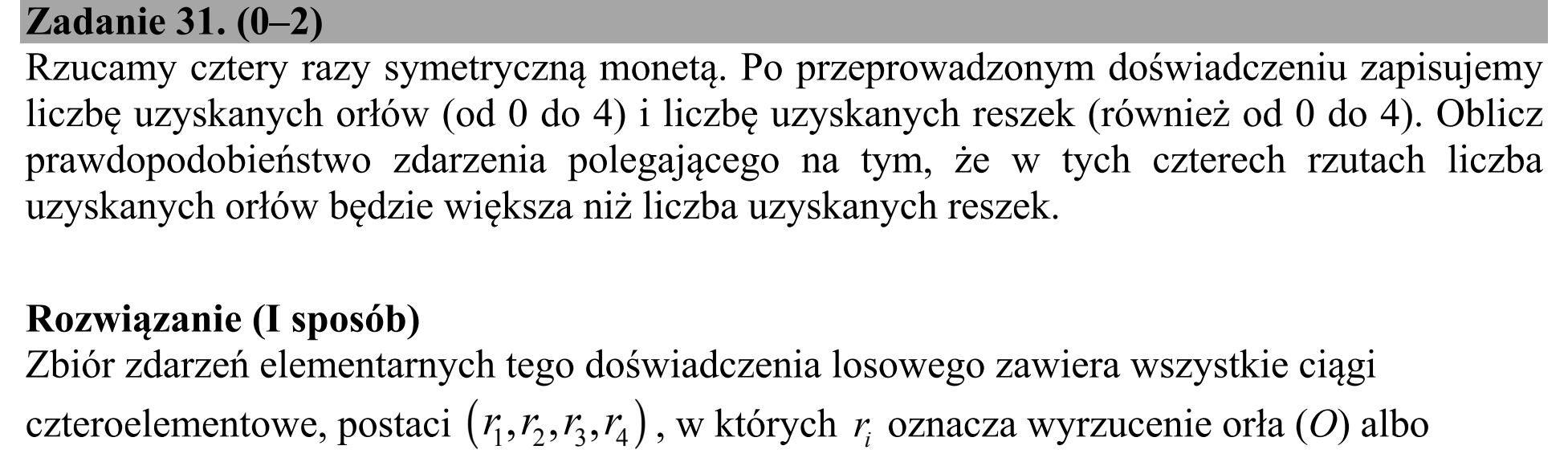 Matura dodatkowa, czerwiec 2018, odpowiedź do zadania 31, fragment 1