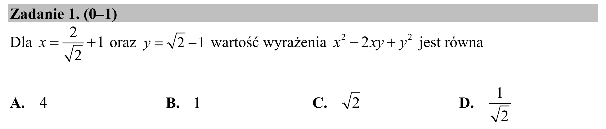 Matura dodatkowa, czerwiec 2018, podgląd zadania 1