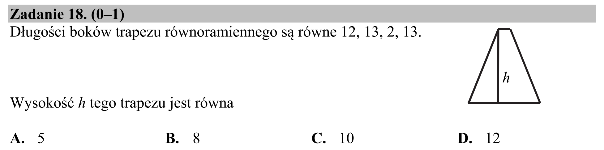 Matura dodatkowa, czerwiec 2018, podgląd zadania 18