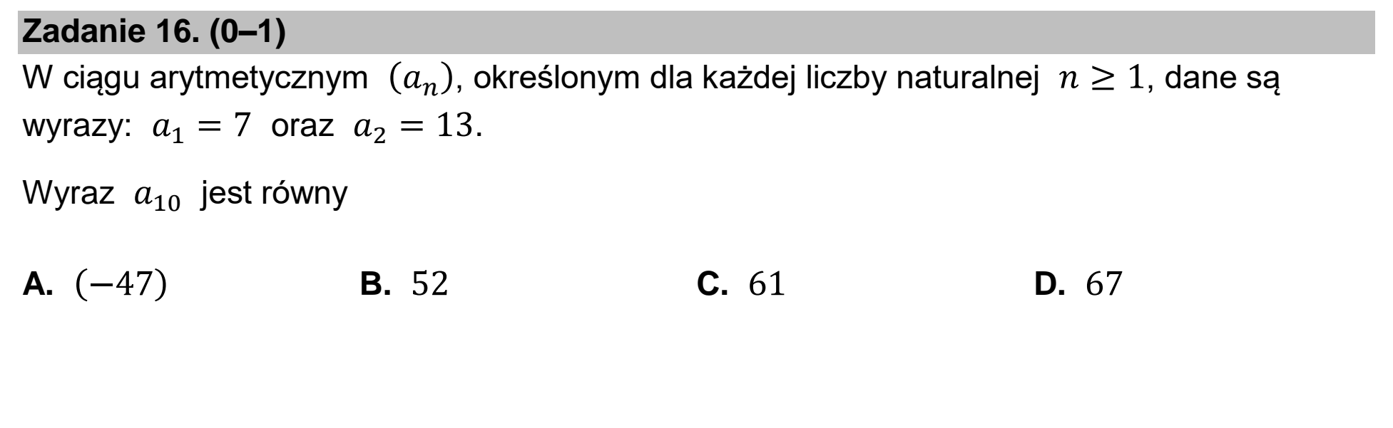 Matura dodatkowa, czerwiec 2024, zadanie 16