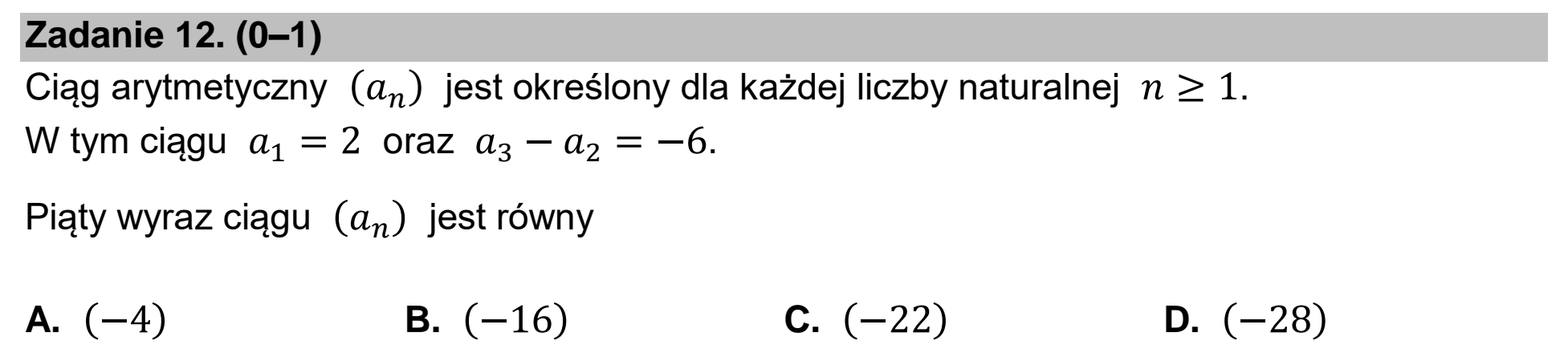 Matura dodatkowa, czerwiec 2026, zadanie 12