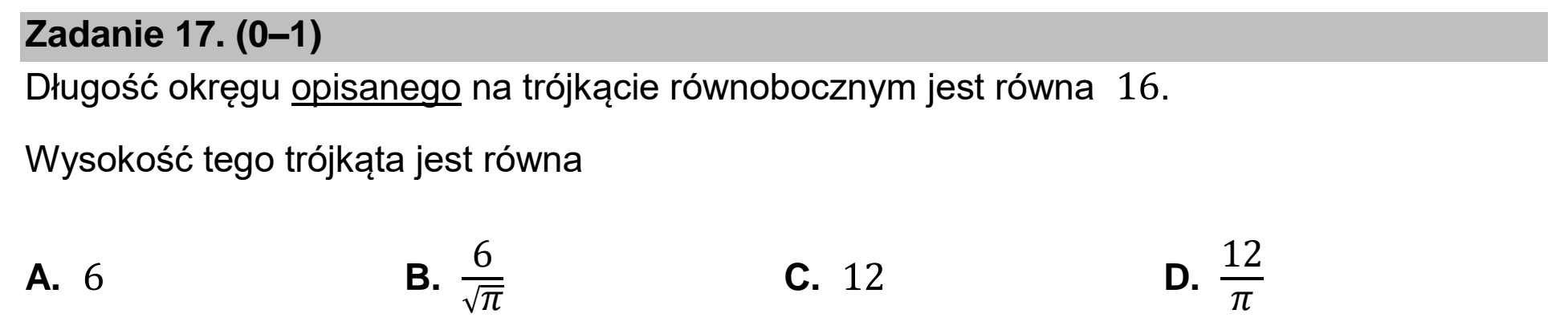 Matura dodatkowa, czerwiec 2026, zadanie 17