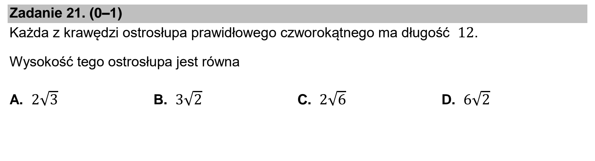 Matura dodatkowa, czerwiec 2026, podgląd zadania 21