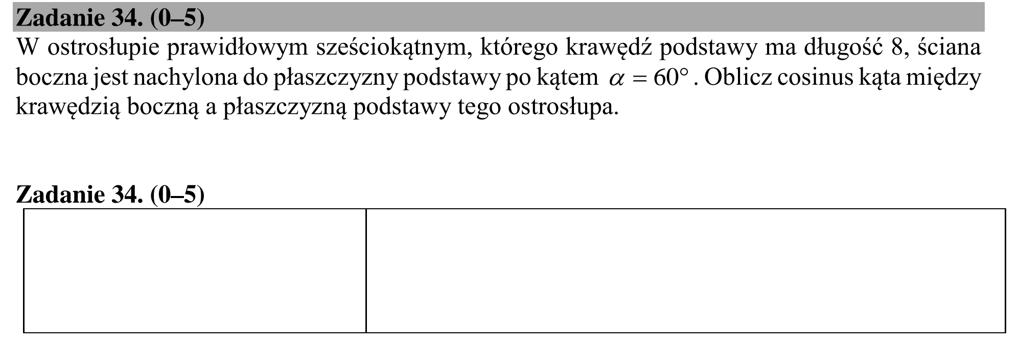 Matura dodatkowa, lipiec 2020, odpowiedź do zadania 34