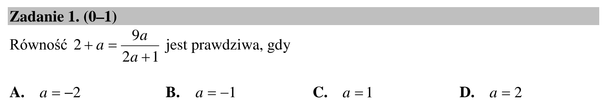 Matura dodatkowa, lipiec 2020, zadanie 1