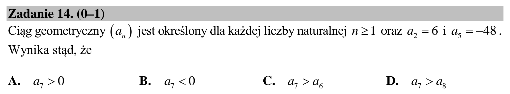Matura dodatkowa, lipiec 2020, zadanie 14