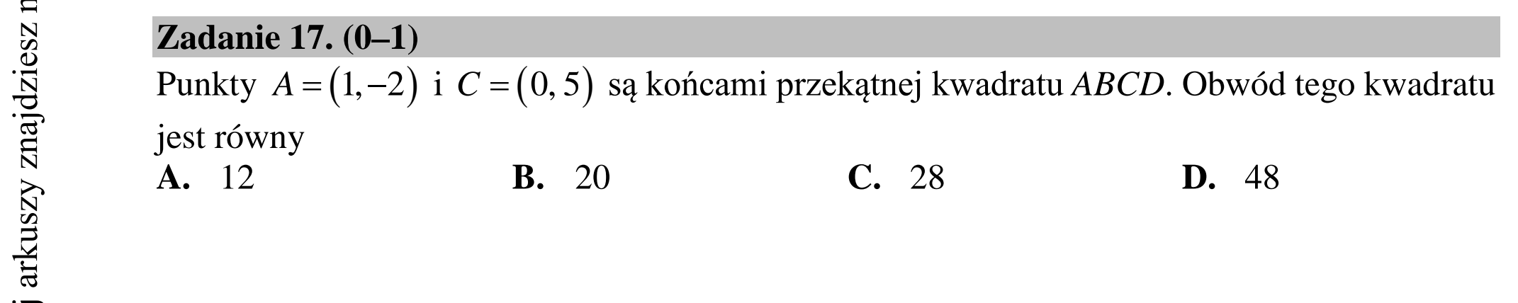 Matura dodatkowa, lipiec 2020, zadanie 17