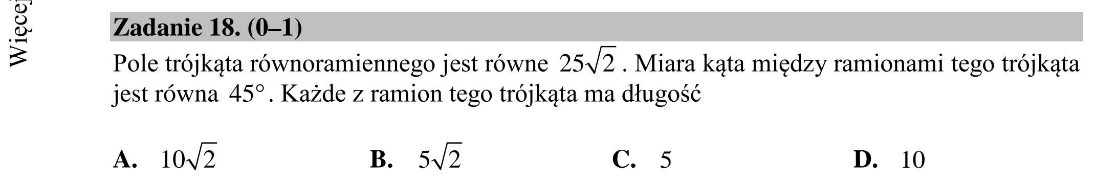 Matura dodatkowa, lipiec 2020, zadanie 18