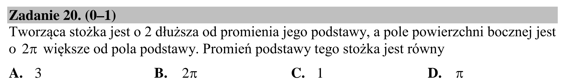 Matura dodatkowa, lipiec 2020, zadanie 20