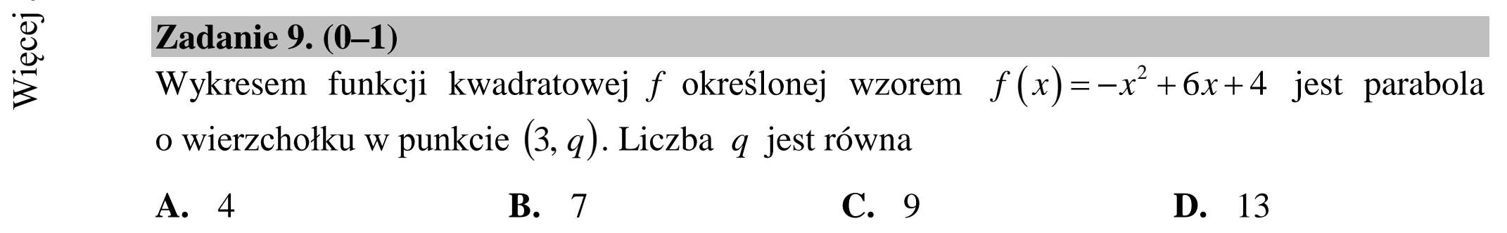 Matura dodatkowa, lipiec 2020, podgląd zadania 9